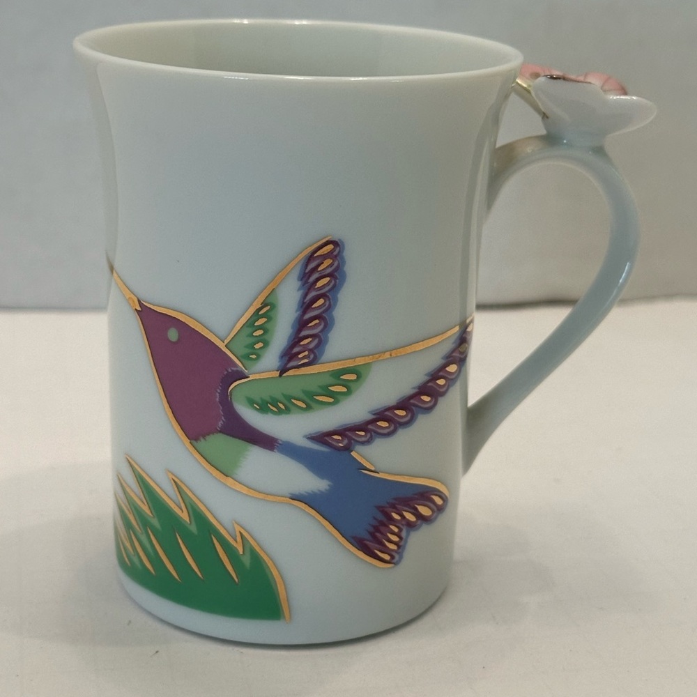 VTG San Diego Zoo Hummingbird Floral Butterfly Handle Mug Tea Cup Made in Japan